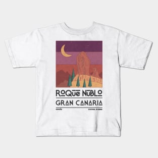 Roque Nublo, Gran Canaria, Spain Retro Travel Kids T-Shirt